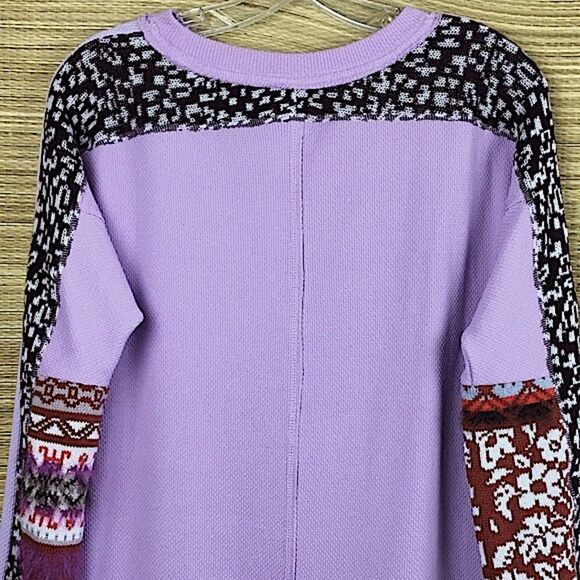 Free People womens On My Way Cuff Cotton Mixed-print Thermal Top In Petal Size S - Picture 7 of 11